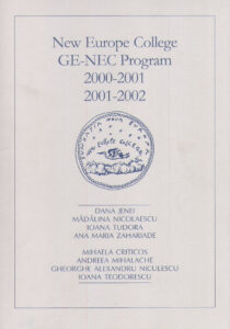 NEW EUROPE COLLEGE, GE-NEC PROGRAM 2000-2001, 2001-2002
