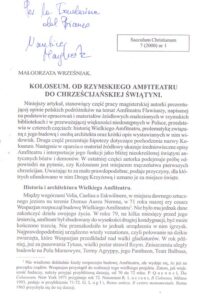Saeculum Christianum. Koloseum. Od Rzymskiego amfiteatru do chrzescijanskiej swiatyni