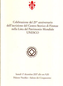 Celebrazione del 25° anniversario dell’iscrizione del Centro Storico di Firenze nella Lista del Patrimonio Mondiale UNESCO