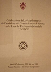 Celebrazione del 25° anniversario dell’iscrizione del Centro Storico di Firenze nella Lista del Patrimonio Mondiale UNESCO