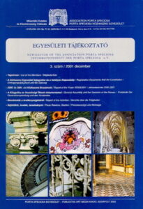 EGYESULETI TAJEKOZTATO. PORTA SPECIOSA KOZHASZNU EGYESULET. 3. szam / 2001 december