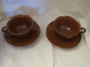 Set of two tea cups with saucers