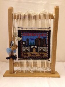 Miniature rug weaving frame