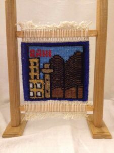 Miniature rug weaving frame