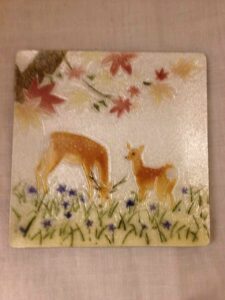 Square enameled tray