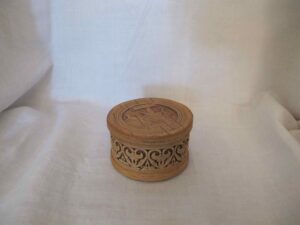 Round birch bark box