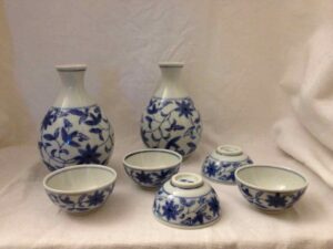 Set of five small ceramic plates
