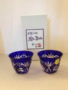 Pair of crystal sake cups