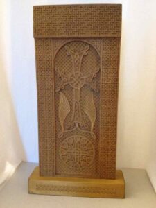Carved wooden cross panel souvenir (Armenia)