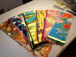 Six samples of brocaded fabrics