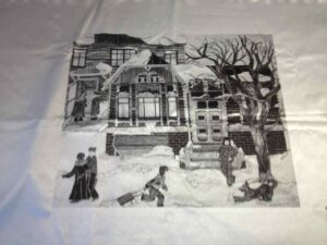 Three reproductions of artists works on fabric