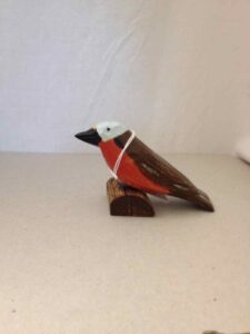 Carved wooden robin