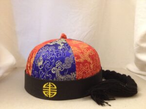 Chinese hat with attached braid