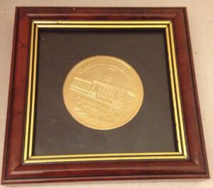 Framed souvenir medallion (Polytechnic University of Odessa)