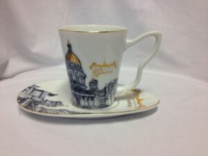 Souvenir cup and saucer sets (four) (St. Petersburg)