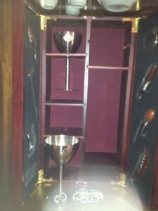 Wine set in wood case