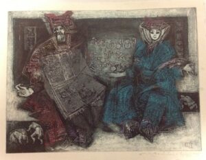 Colored etching (framed)
