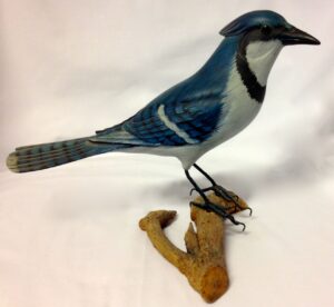 Carved wooden Blue Jay
