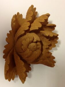 Carved wooden peony flower