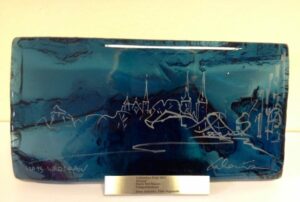 Glass sculpture (Colombus Prize congratulations 2013)