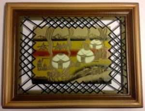 Framed leather panel