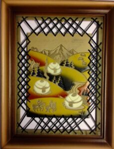 Framed leather panel