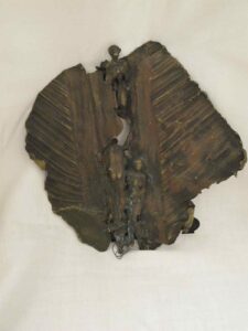 Brass sculpted bas relief plaque representing Paradise