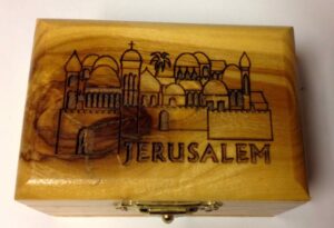 Olive wood box for jewelry or a rosary