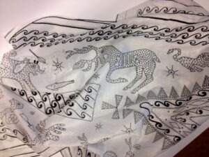 Hand painted  silk scarf