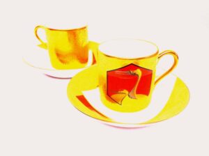 Two Cups & saucers by Okura Art China