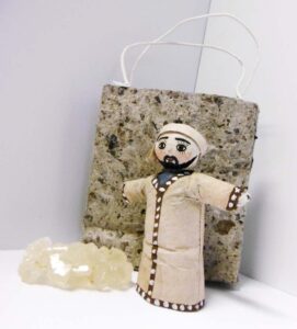 Paolo Del Bianco Toilet Paper Roll Craft Figure, Handmade Paper Bag and Crystallized Sugar