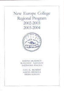 New Europe College Regional Program 2002-2003,2003-2004