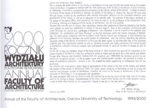 A 2000 Annual Faculty of Architecture.Cracow University of Tecnology