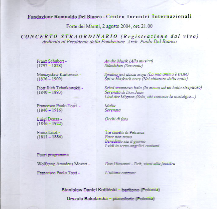 Live recording. Recital Forte dei Marmi