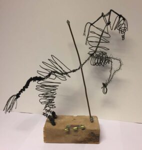 Wire horse-sculpture